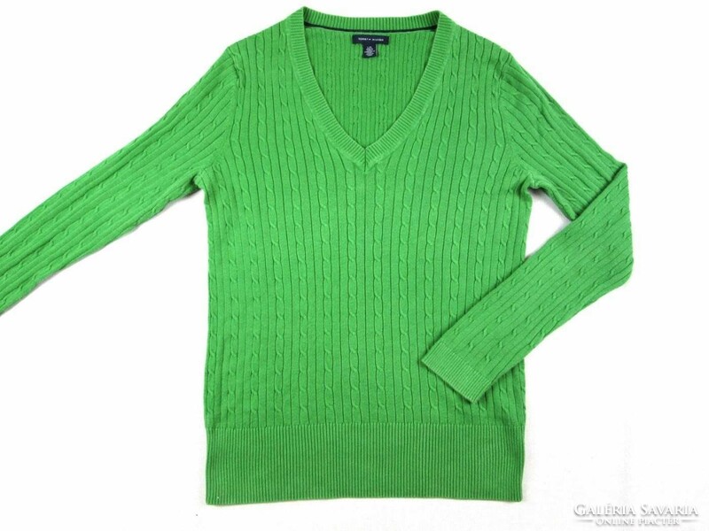 Original tommy hilfiger (l) sporty elegant flexible women's sweater with twisted pattern