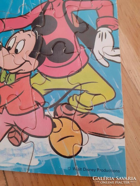 DISNEY - Mickey Mouse Miki Egér 2 db retro fa puzzle hiánytalanok Play Time 25 db és 49 db egyben