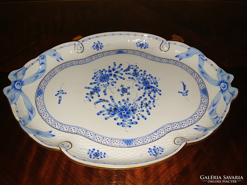 Herend blue waldstein ribbon bowl