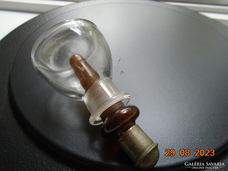 1876 Reichert austria microscope preparation vial with sample spoon cap and glass holder