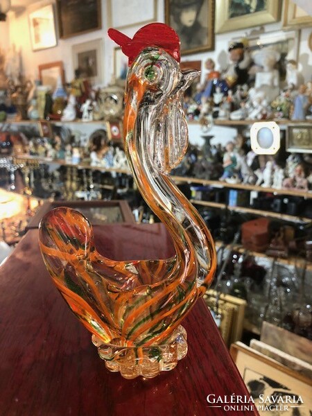 Glass rooster sculpture, Murano, 1955, height 22 cm.