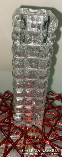 Retro small-sized cam heavy Czech glass vase 18 cm