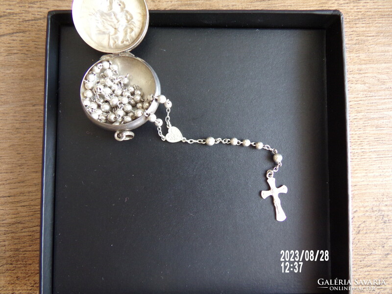 Old rosary holder pendant - with rosary inside