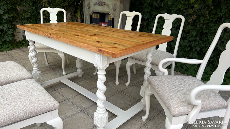 Angol vidéki stílusú étkező / tárgyaló asztal hét részes garnitúra - Farmhouse style furniture