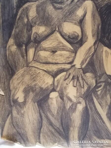 Female nude graphic by Iván Zsigovics