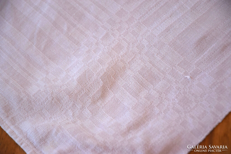 Old art deco large damask napkin tea towel tablecloth ice flower large monogram 70 x 65