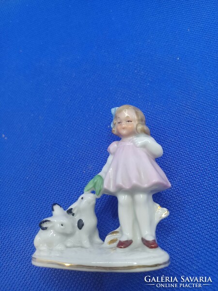 W&A porcelán kislány nyuszikkal