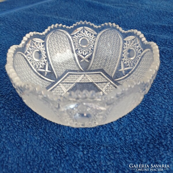 Antique Judaica glass crystal bowl, offering