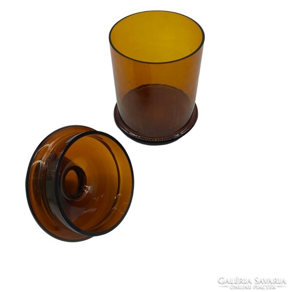 Patikai üveg, karamell áttetsző üveg, fedelén gömb fogóval - M1369-1371