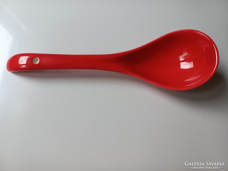 Red porcelain serving spoon 24 cm
