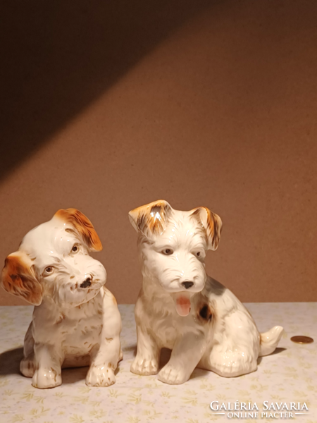 2 Pcs, old German ceramic dog - marked - pcs/price