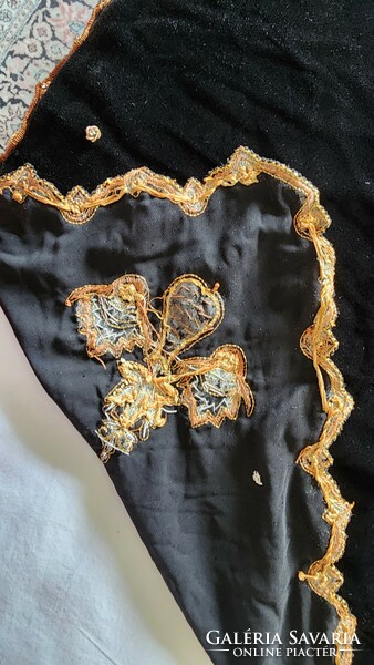 Art deco deco piano tablecloth 180 cm black velvet gold cord embroidered embroidery crystal insert
