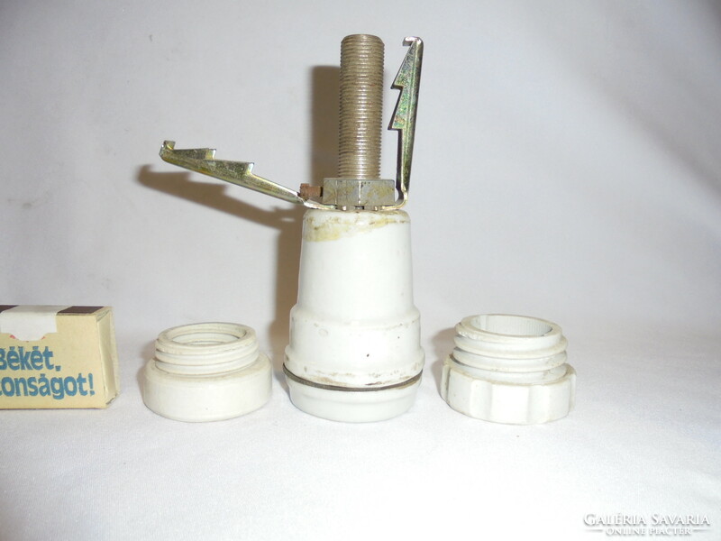 Old porcelain electrical installation items - sockets - three pieces together