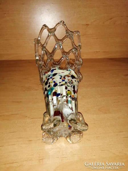 Retro áttört szakított üveg váza - 26 cm magas (8/d)
