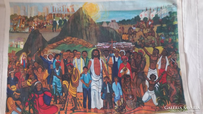 'Misereor" éhezőkendő Latin-Amerikából, Adolf Perez-Esquivel: Találkozás Istennel (1994), 107 X 74cm