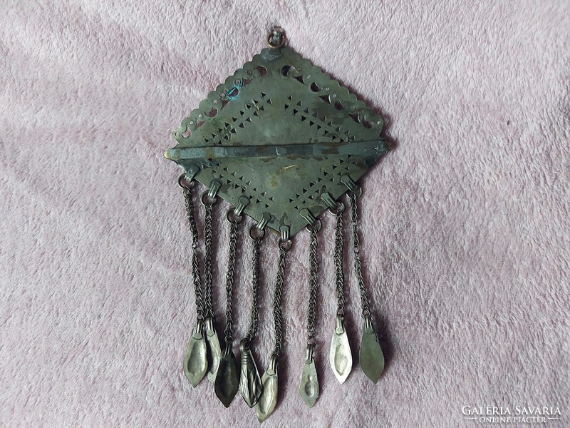 Iszlám tekke turkomen amulet-medál 19 sz (ezüst-réz)