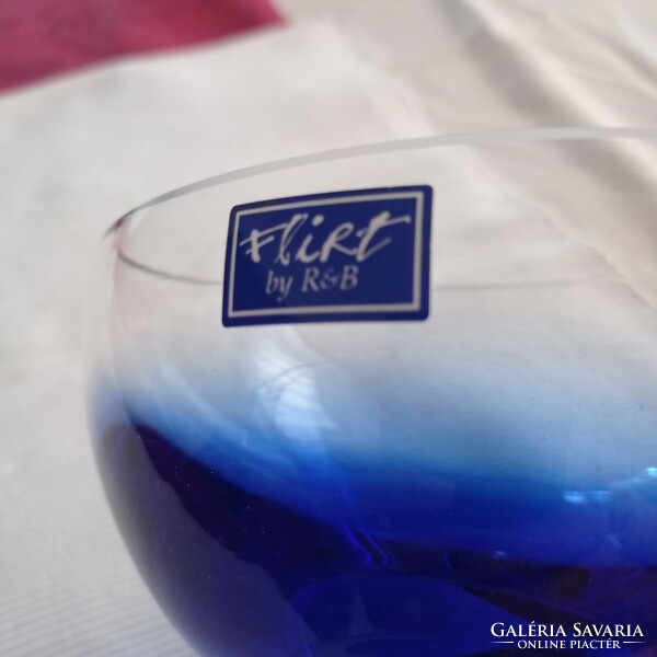 Flirt by R& B dekoratív kobaltkék üveg kehely, kínáló,