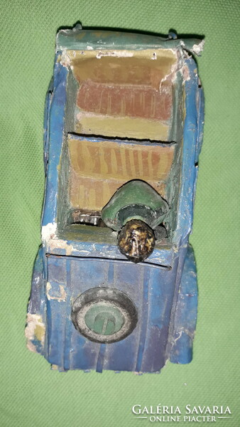 Antique paper mache metal chassis kübelwagen wwii. Extremely rare 14 cm toy car with flywheel according to the pictures