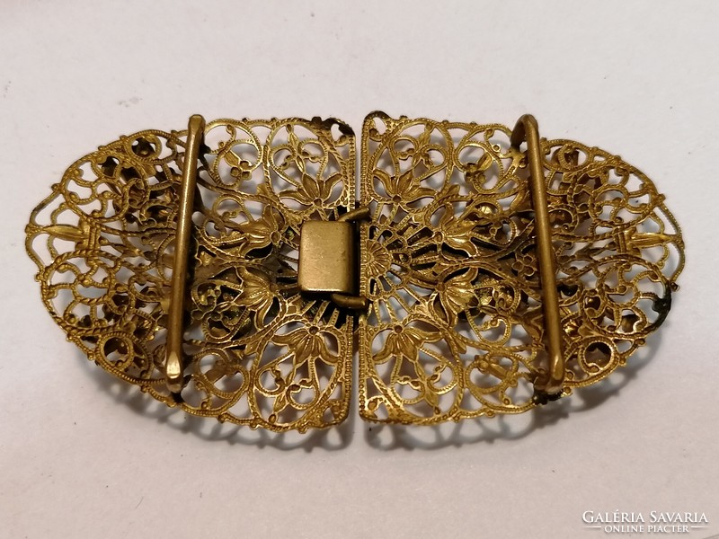 Old gold-plated filigree belt buckle