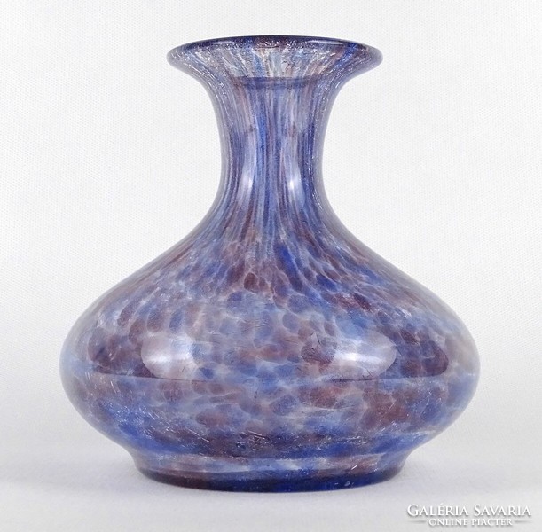 1N480 iridescent blue-red stained glass vase 15.5 Cm