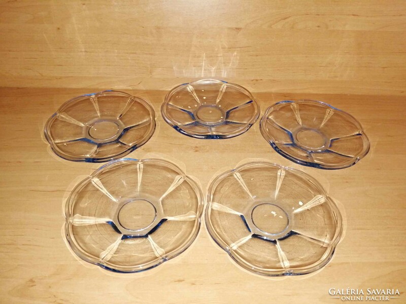 Retro blue glass small plate cookie plate, 5 pcs in one - diameter 15.5 cm (2p)