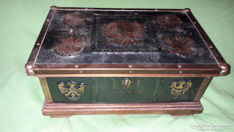 Antique Austrian Monarchy Coat of Arms copper-plated gift box - 12x24x14 cm according to pictures