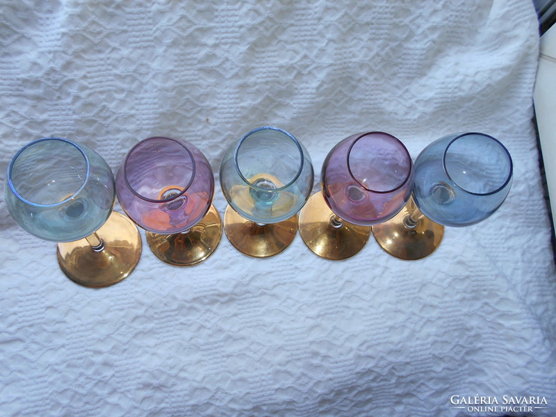 5 colored glass goblets with a base - the price refers to 5 pcs