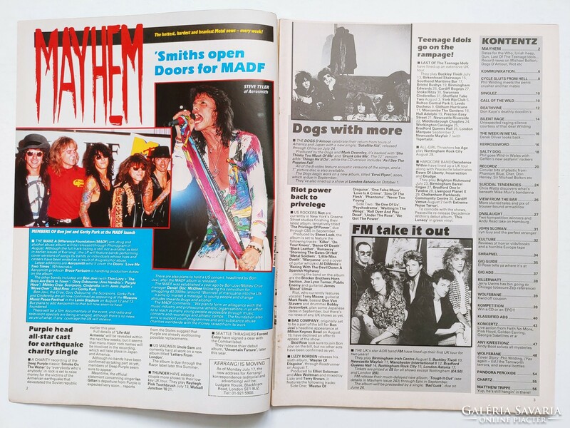 Kerrang magazin 89/7/15 Wolfsbane Mötley Suicidal T Onslaught Faith No More Salty Dog Pink Floyd