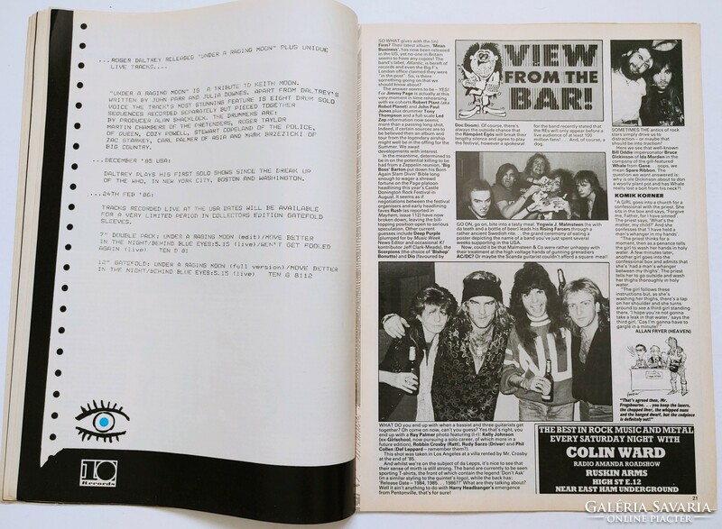 Kerrang magazin 86/2/20 Ozzy Sabbath PIL Gary Moore Mötley Waite Survivor Eric Martin Wendy Williams
