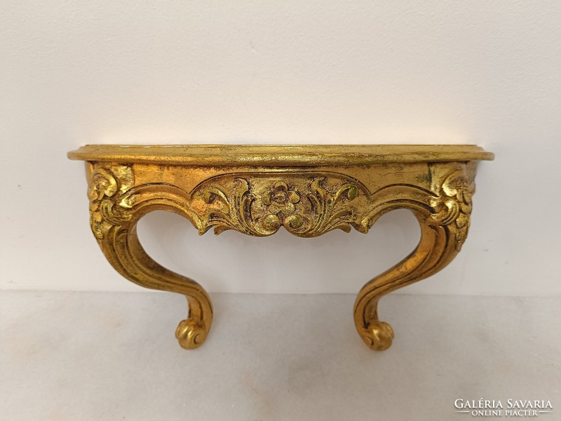 Antik konzol kis asztal barokk forma öntvény polc arany színű 220 7662