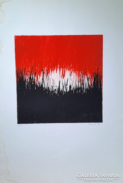 Red and Black Abstract - marked Sanei, 1996 - modern rarity