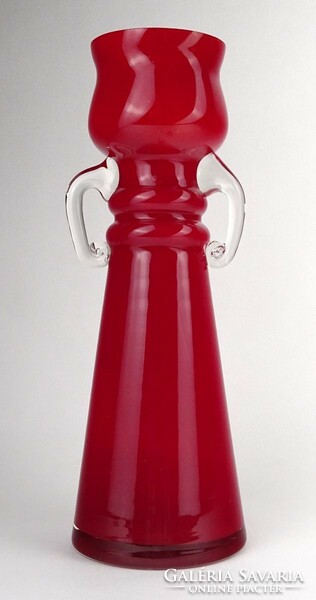 1O231 Színezett fújt skandináv stúdió üveg váza tulipán alakú váza 28.5 cm