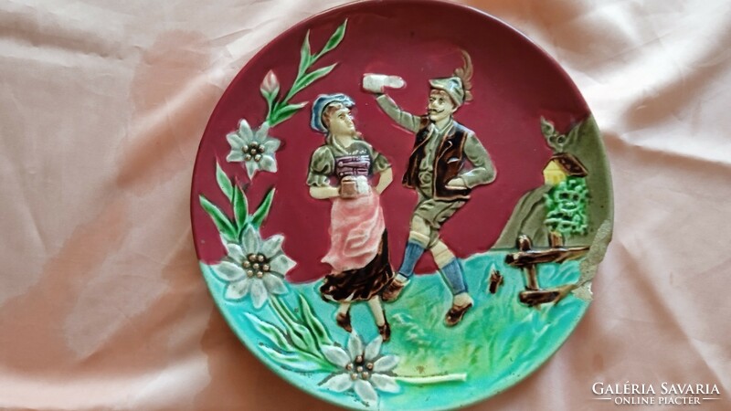 Antik tányér v.fali kép sérült