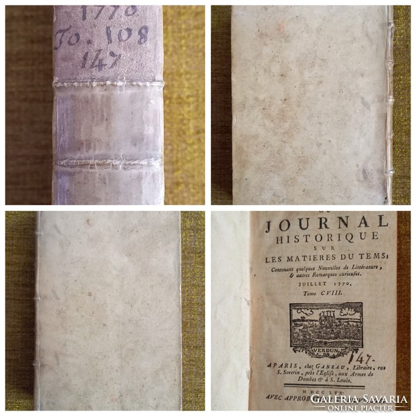 Antique book 1770 suite de la clef ou journal historique sur les matieresdu tems tome cviii