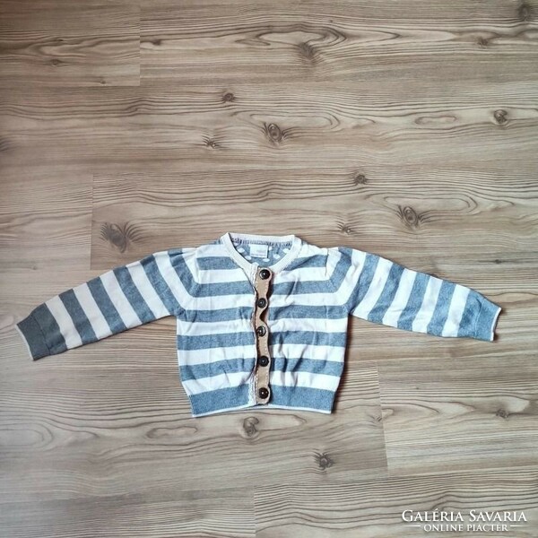 Next gray - white striped cotton cardigan (104, 3-4 years)
