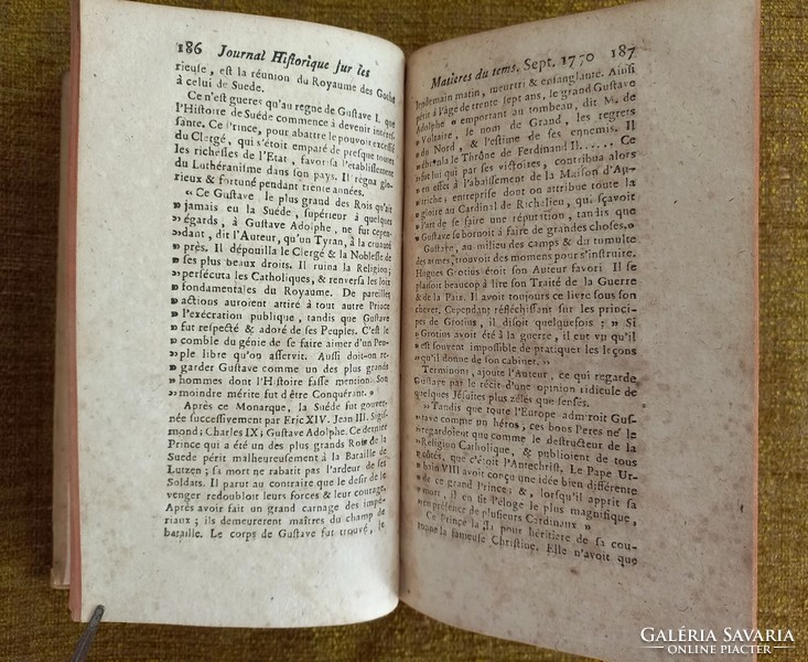 Antik könyv 1770 SUITE DE LA CLEF OU JOURNAL HISTORIQUE SUR LES MATIERESDU TEMS tome CVIII