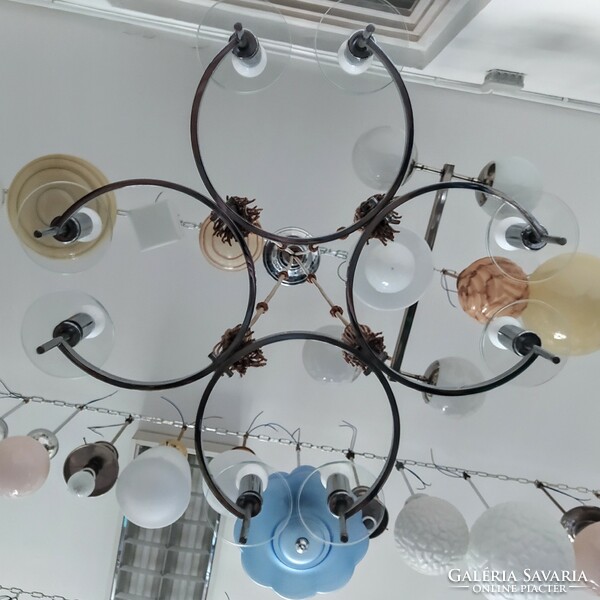 Art deco - streamline - 8-burner chrome chandelier - chandeliers and lighting rt
