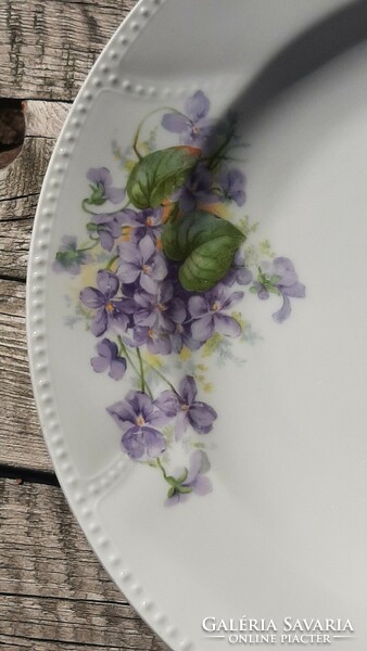 Epiag Aich vintage nagyméretű porcelán gyümölcsös vagy húsos tányér ibolya mintás 30 cm átmérőjű