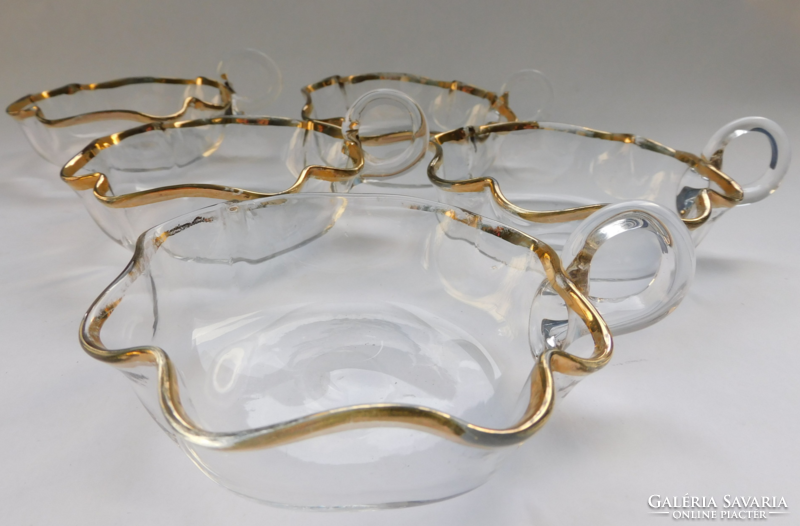 Antique handmade blown glass compote set. - 5 pieces