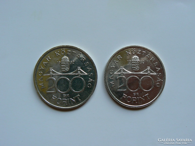 2 DB EZÜST 200 FORINT ÉRME, MAGYAR NEMZETI BANK 1992 BU, EREDETI!