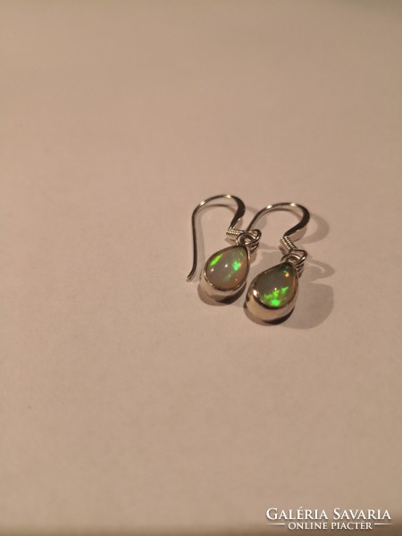 Opal stone silver earrings