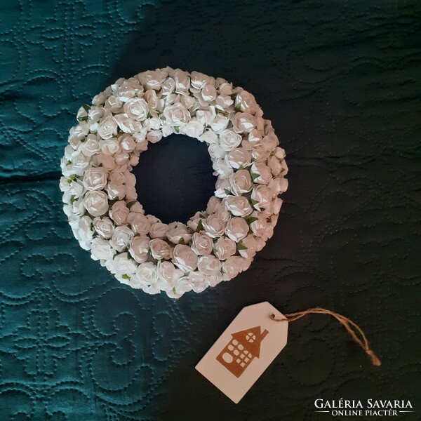 White rose wreath, door decoration