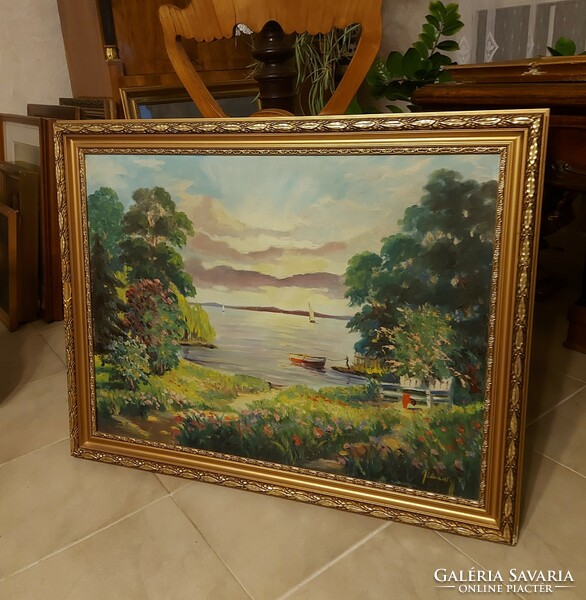 Antique painting by István Almady! Lake Balaton!