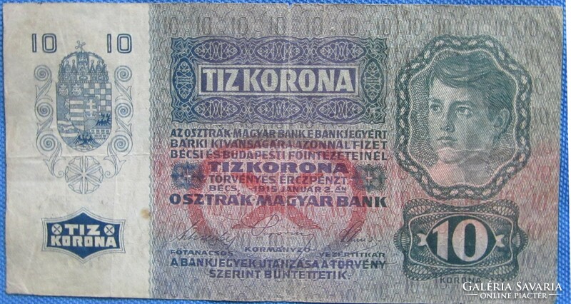 Papír 10 korona 1915