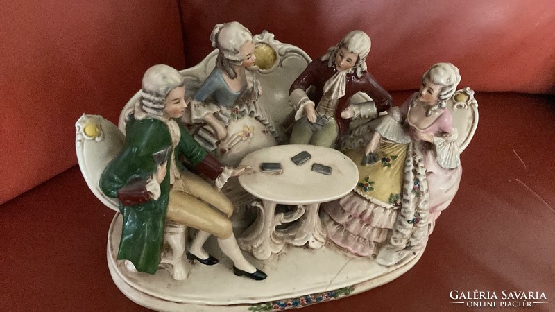 Old multi-figure porcelain /card-playing nobles/