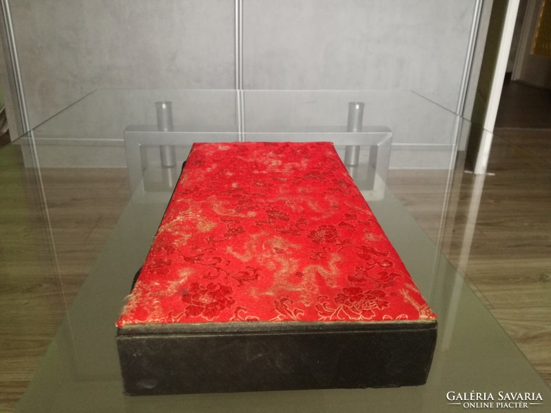 Large wooden jewelry box with Chinese silk upholstery
