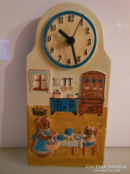 Clock - wall - 27 x 14 cm - ceramic - retro - Austrian - ticks - perfect