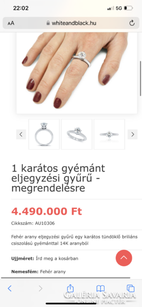 Szemet gyönyörködtető 1ct 6,4 mm -es Gyémánt gyűrű , modern Brill !