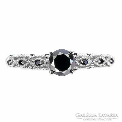Csak most!! Valódi modern fekete gyémánt ezüstgyűrű Garanciával, szamlával!