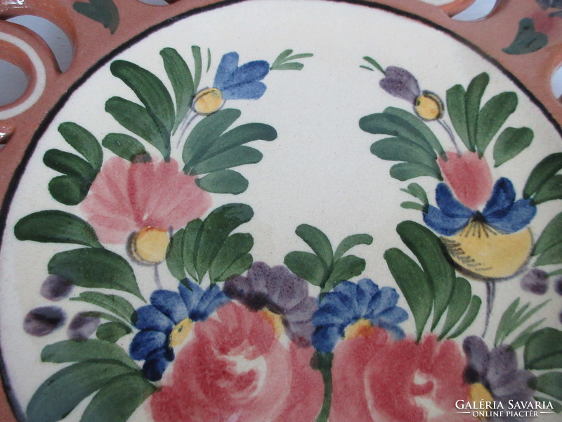 Old, hand-painted, marked ceramic wall plate. Negotiable!